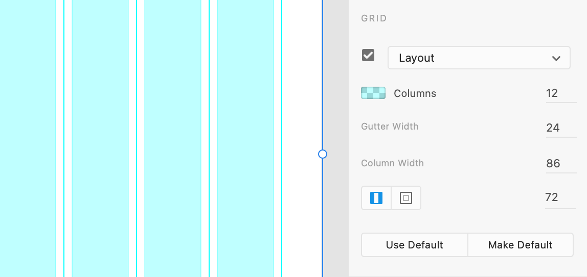 Adobe XD Grid Settings Screenshot